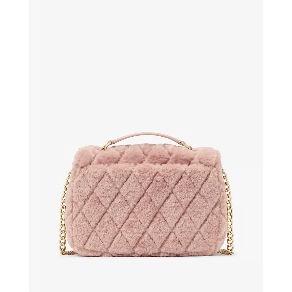 Kate Spade Carey Faux Fur Small Flap Crossbody in Rose Smoke (KJ950)