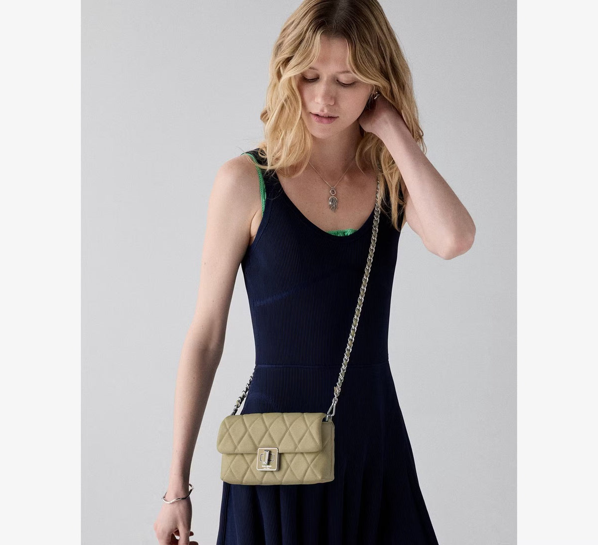 [READY STOCK MY] Kate Spade Carey Quilted Mini Crossbody in Elm (KM531)