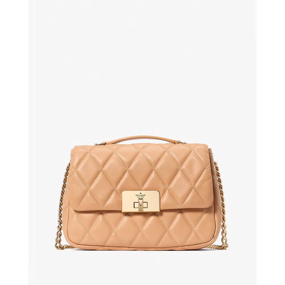 [INCOMING ETA 30 DAYS] Kate Spade Carey Quilted Small Flap Crossbody in Tiramisu Mousse (KJ949)