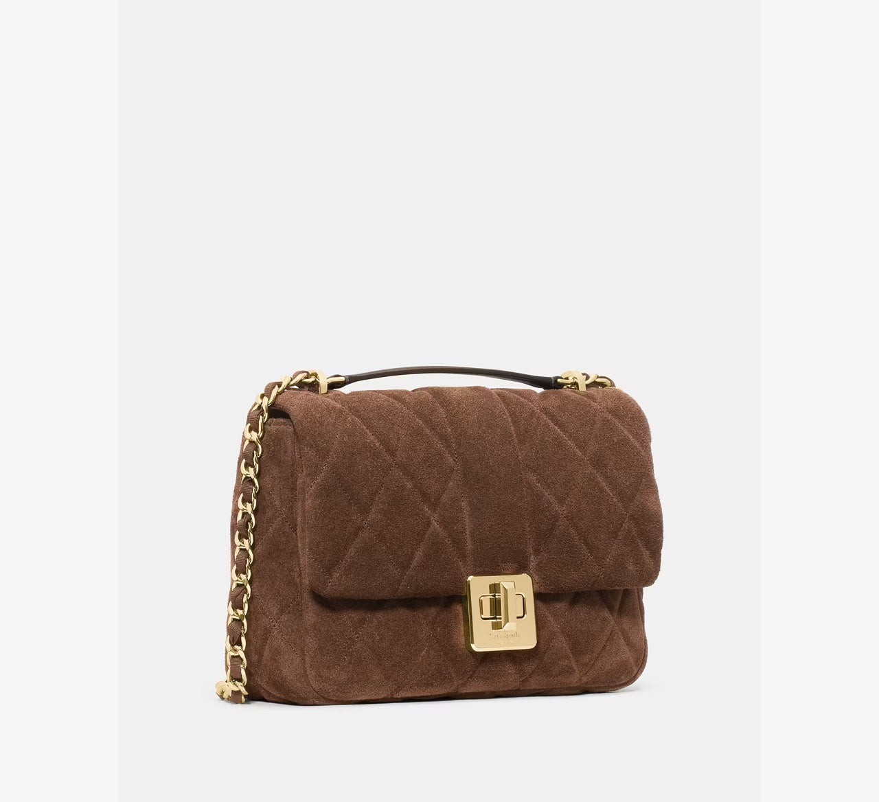 [READY STOCK MY] Kate Spade Carey Quilted Suede Small Flap Crossbody in Hot Fudge (KM707)