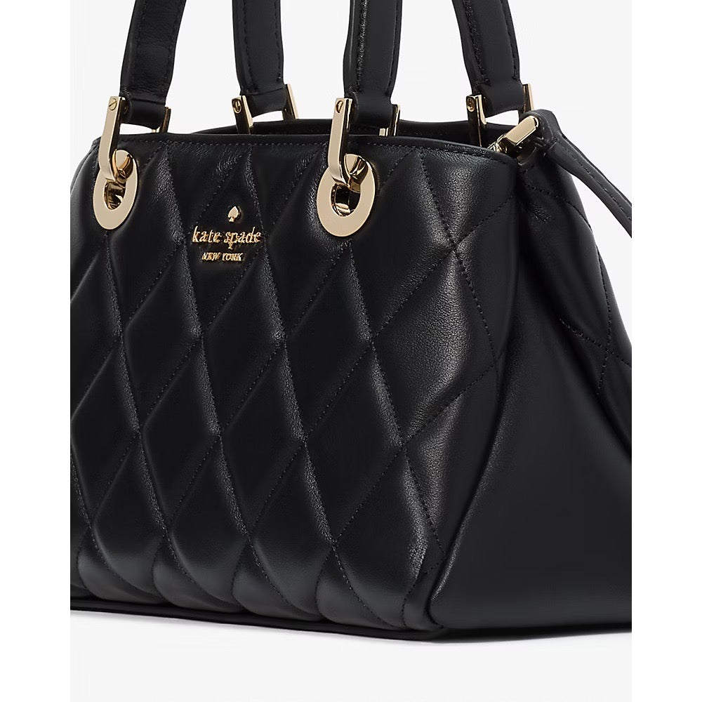 [READY STOCK MY] Kate Spade Carey Small Quilted Sullivan Satchel in Black (KI849)