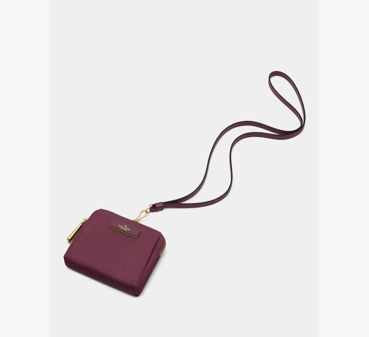 [READY STOCK MY] Kate Spade Carter Nylon Card Case Lanyard in Deep Cherry (KL878)