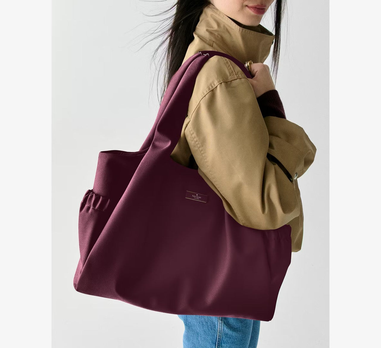 [WEB EXCLUSIVE][INCOMING ETA 30 DAYS] Kate Spade Carter Nylon Large Baby Bag in Deep Cherry (KL960)