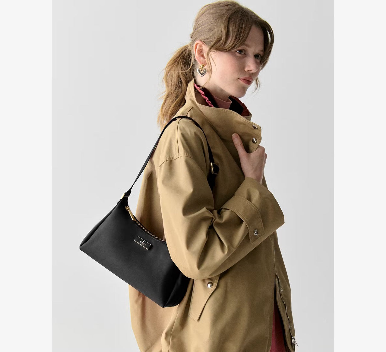 [READY STOCK MY] Kate Spade Carter Nylon Shoulder Bag in Black (KL967)