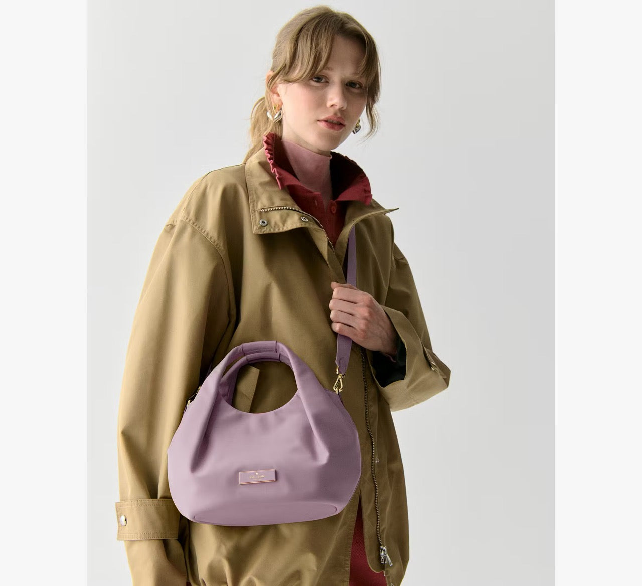 [INCOMING ETA 30 DAYS] Kate Spade Carter Nylon Small Pleated Crossbody in Lavender Smoke (KL965)