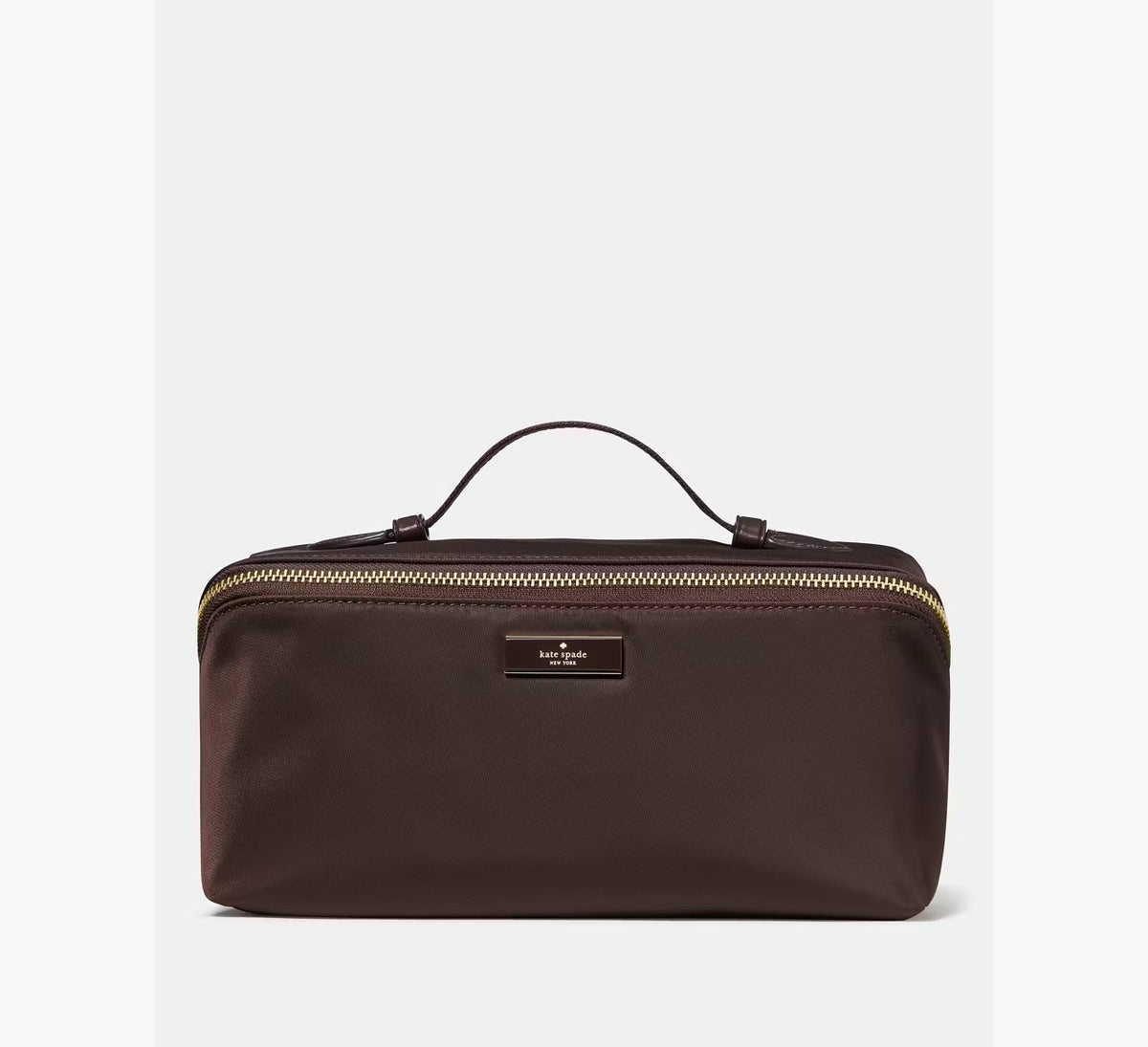 [READY STOCK MY] Kate Spade Carter Nylon Travel Cosmetic Pouch in Hot Fudge (KL877)