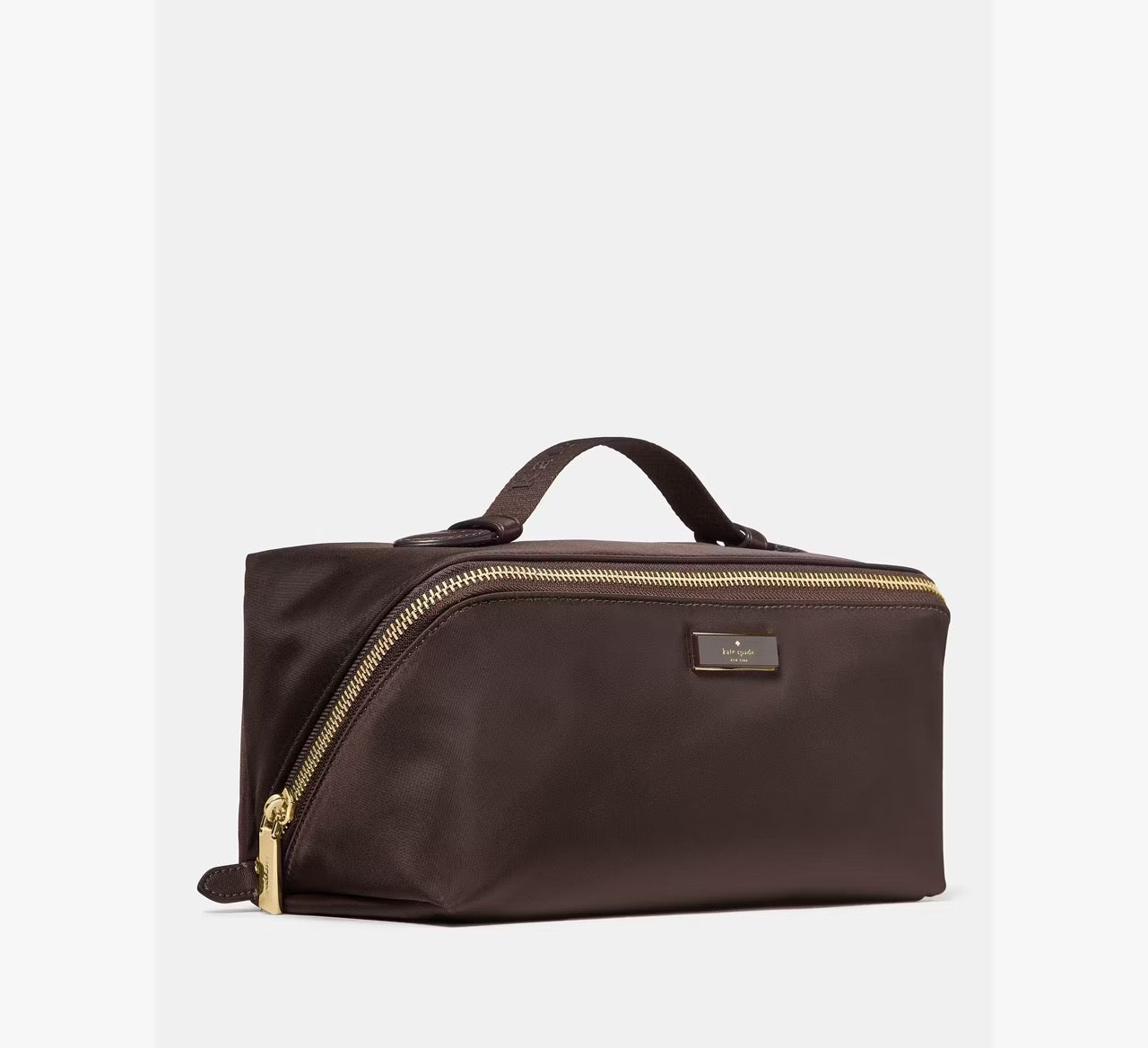 [READY STOCK MY] Kate Spade Carter Nylon Travel Cosmetic Pouch in Hot Fudge (KL877)
