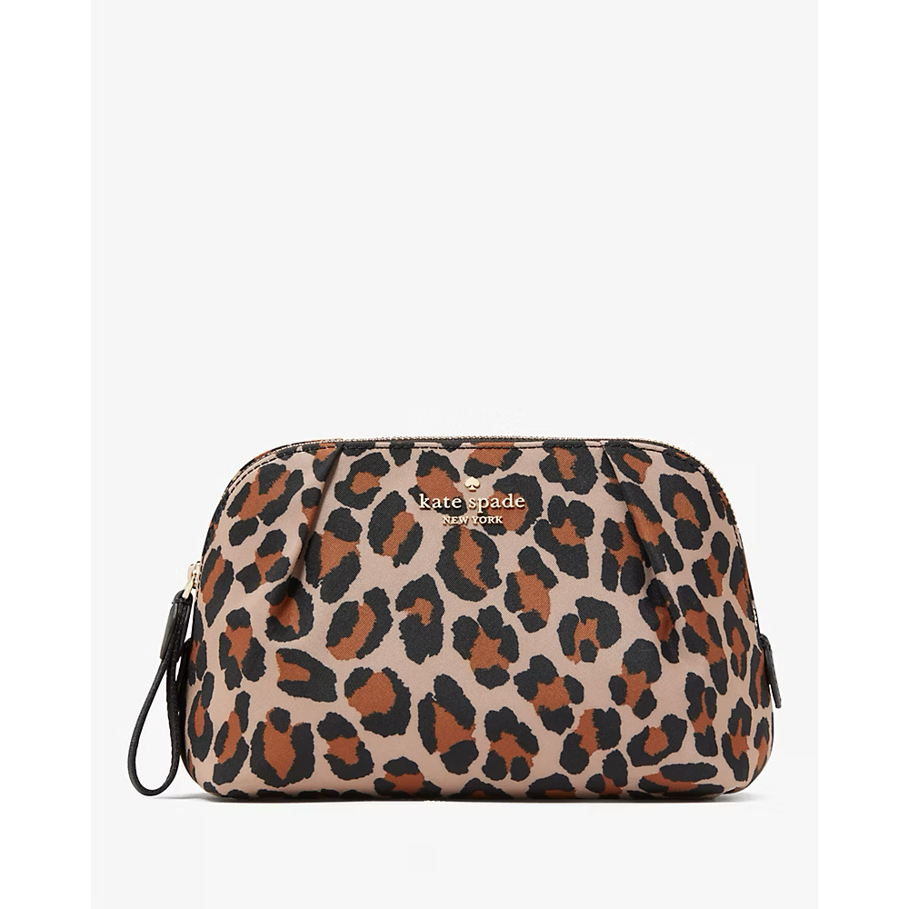 Kate Spade Chelsea Spotted Leopard Cosmetic Bag in Brown Multi (KH755)