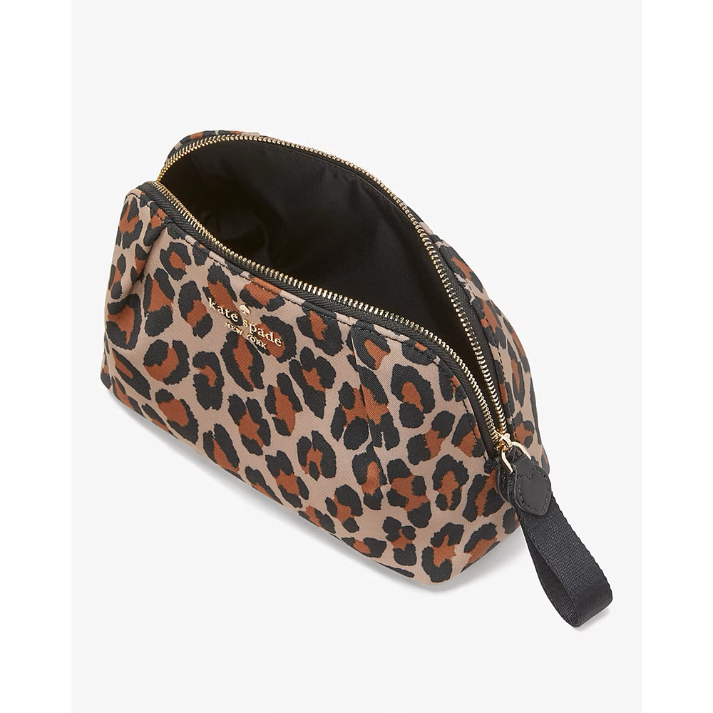 Kate Spade Chelsea Spotted Leopard Cosmetic Bag in Brown Multi (KH755)