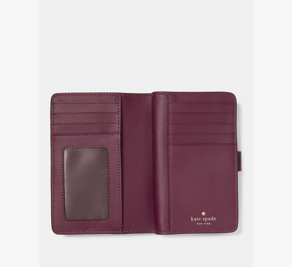 [WEB EXCLUSIVE][READY STOCK MY] Kate Spade Croc Embossed Medium Bifold Wallet in Deep Cherry (KP266)