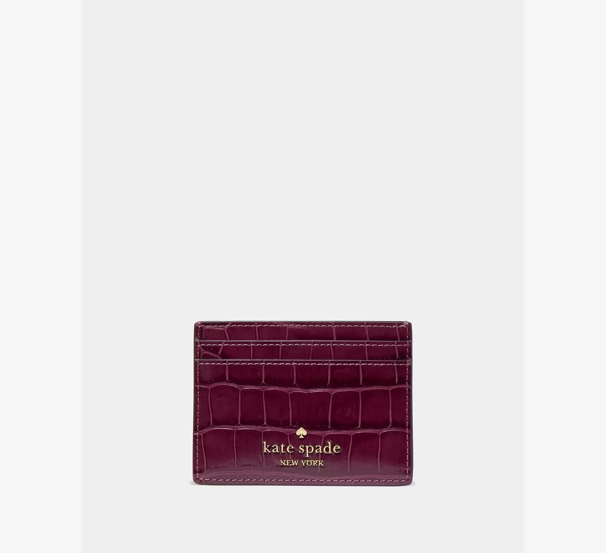 [INCOMING ETA 30 DAYS] Kate Spade Croc Embossed Small Slim Card Holder in Deep Cherry (KP336)