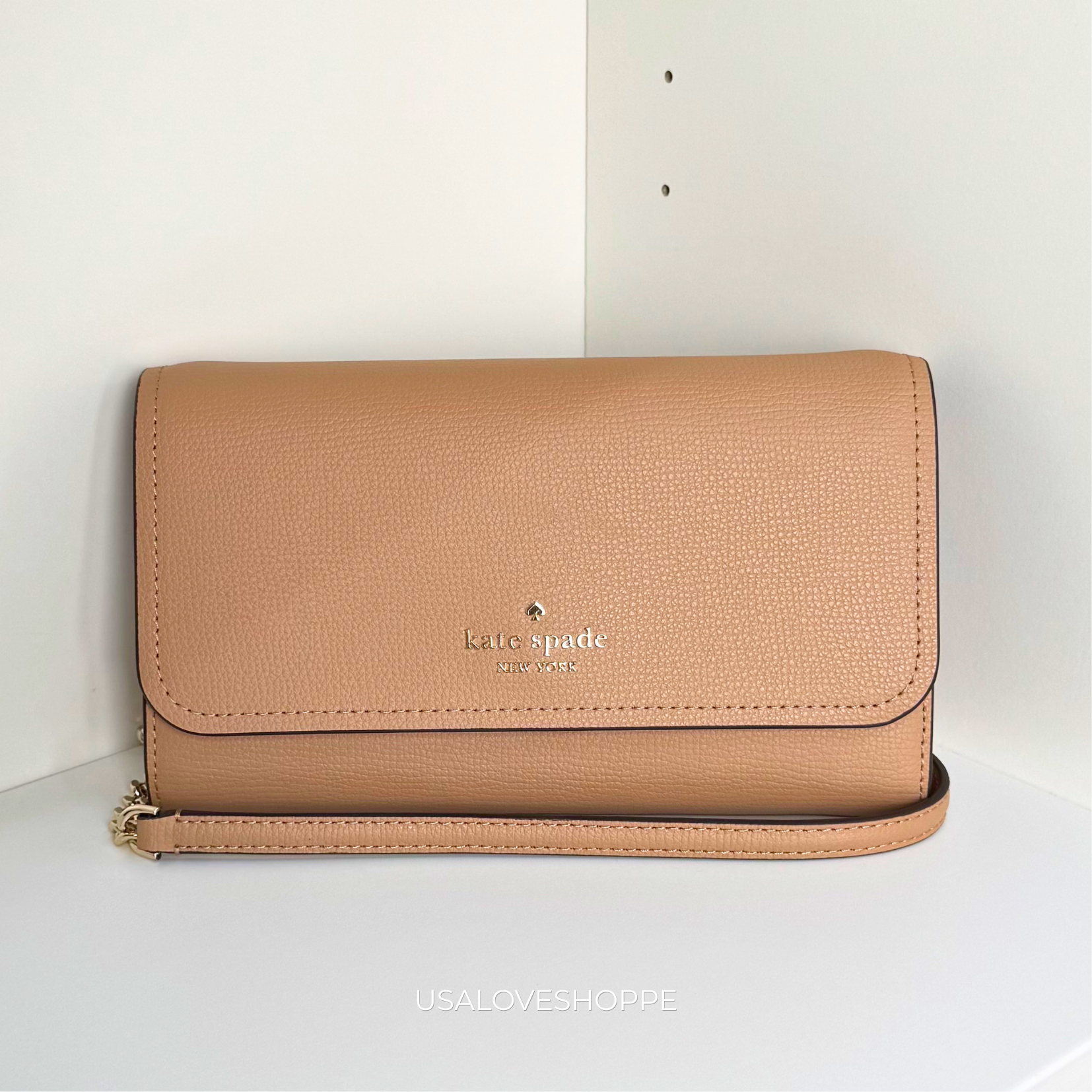 [READY STOCK MY] Kate Spade Darcy Chain Wallet Crossbody in Light Fawn (K6017)