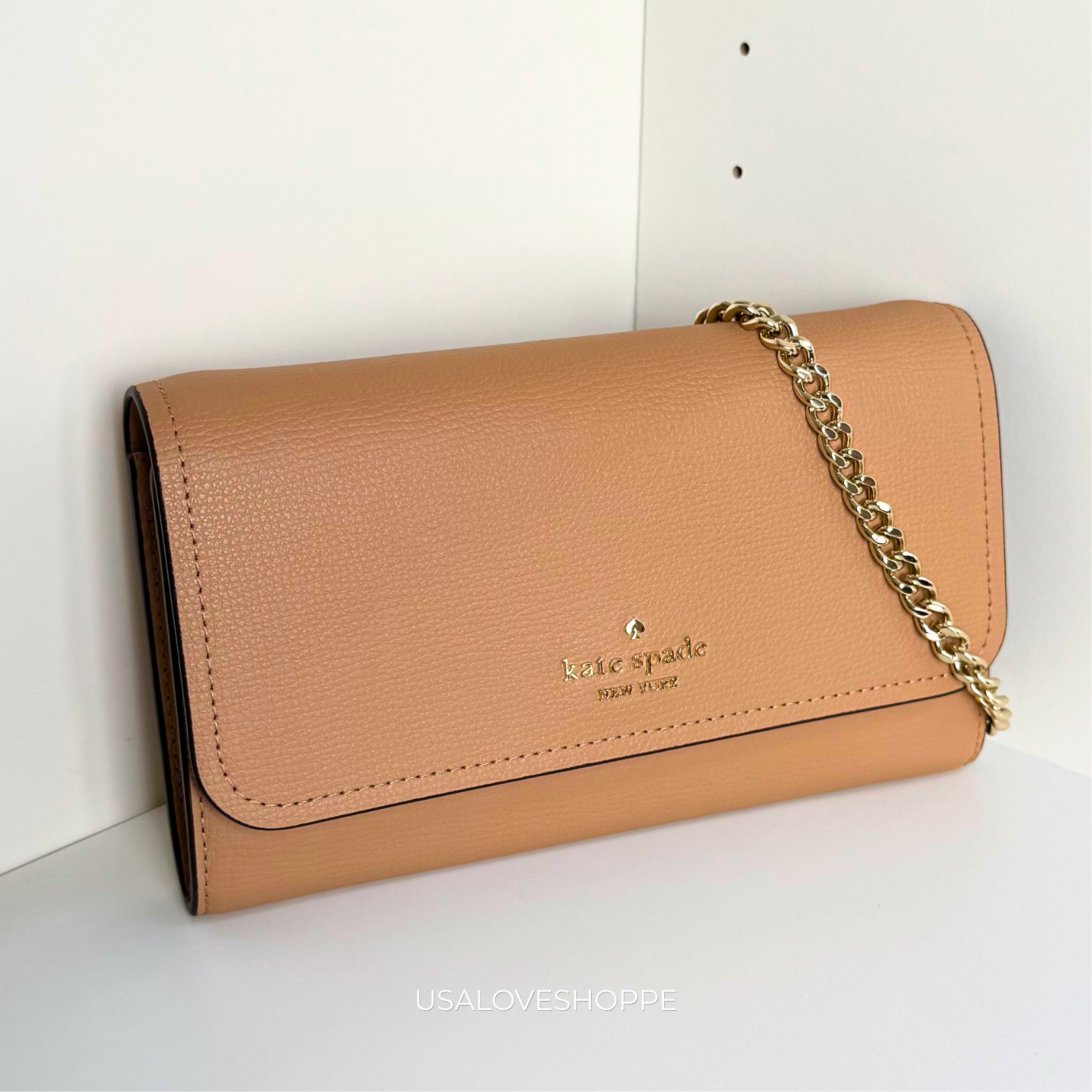 [READY STOCK MY] Kate Spade Darcy Chain Wallet Crossbody in Light Fawn (K6017)
