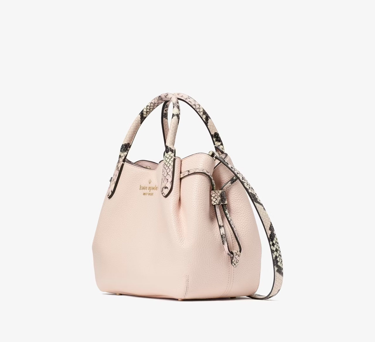 [READY STOCK MY] Kate Spade Dumpling Snake Embossed Small Satchel in Shimmer Pink (KK095)