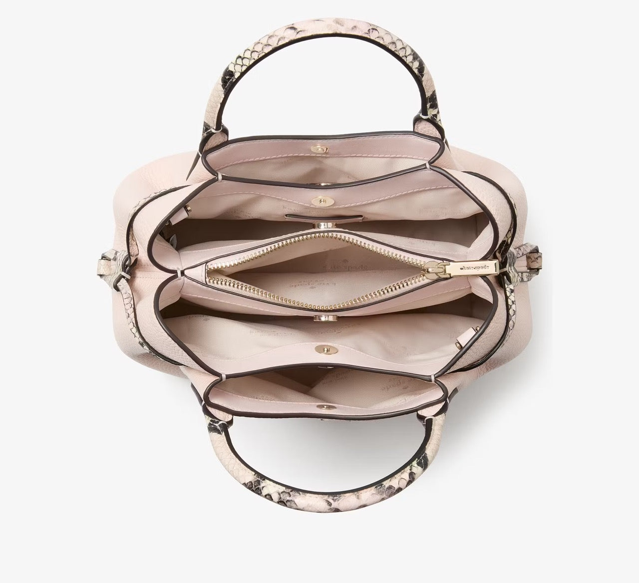 [READY STOCK MY] Kate Spade Dumpling Snake Embossed Small Satchel in Shimmer Pink (KK095)