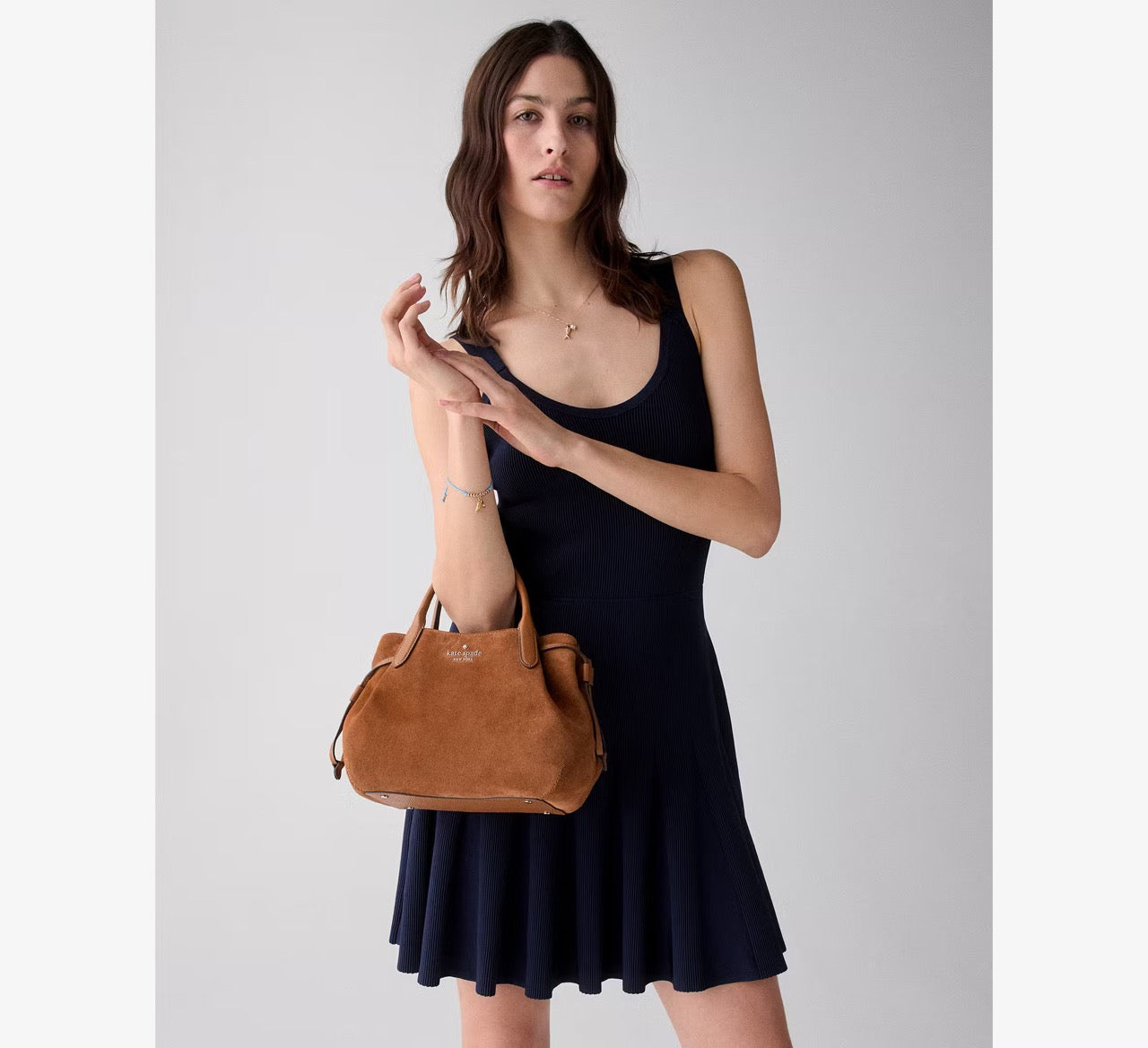 [READY STOCK MY] Kate Spade Dumpling Suede Small Satchel in Warm Ginger (KM141)