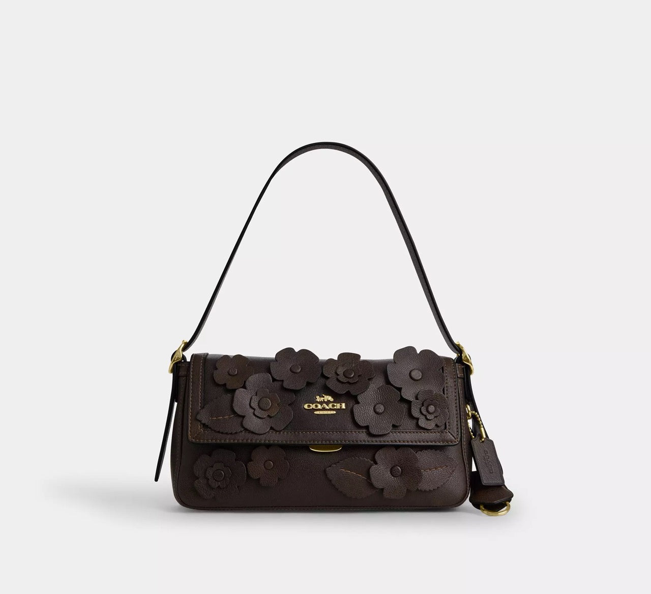 [INCOMING ETA 30 DAYS] COACH Etta Small Flap Shoulder Bag With Floral Applique in Maple (CDY43)