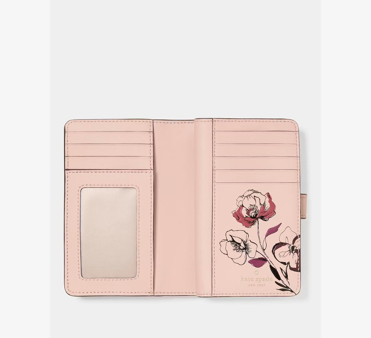 [WEB EXCLUSIVE][READY STOCK MY] Kate Spade Floral Interior Medium Bifold Wallet in Grenache (KP301)