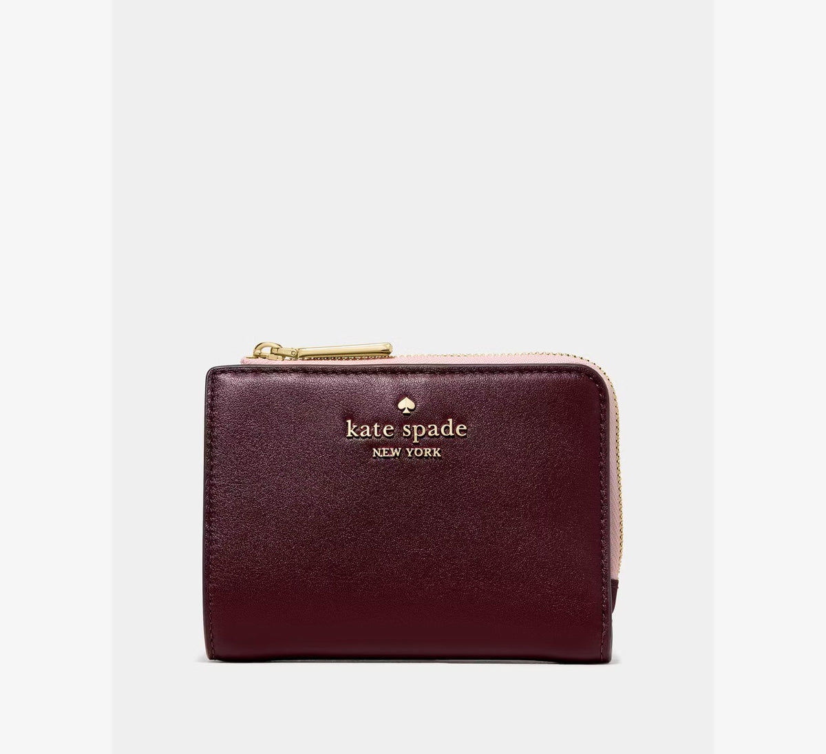 [WEB EXCLUSIVE][READY STOCK MY] Kate Spade Floral Interior Small L-zip Wallet in Grenache (KP325)