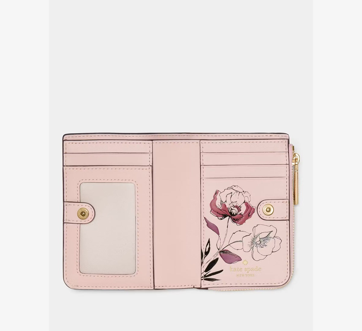 [WEB EXCLUSIVE][READY STOCK MY] Kate Spade Floral Interior Small L-zip Wallet in Grenache (KP325)