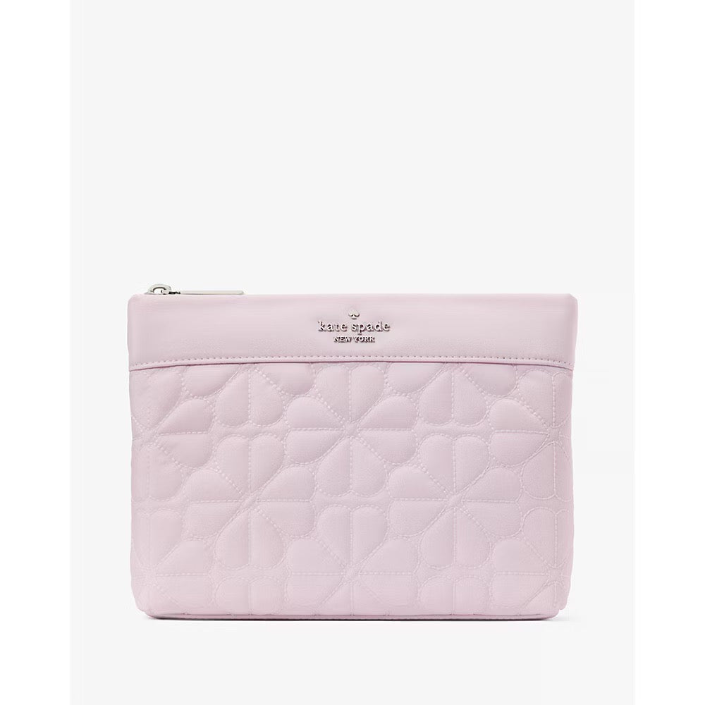 [READY STOCK MY] Kate Spade Flower Quilted Cosmetic Pouch in Pale Amethyst (KK254)