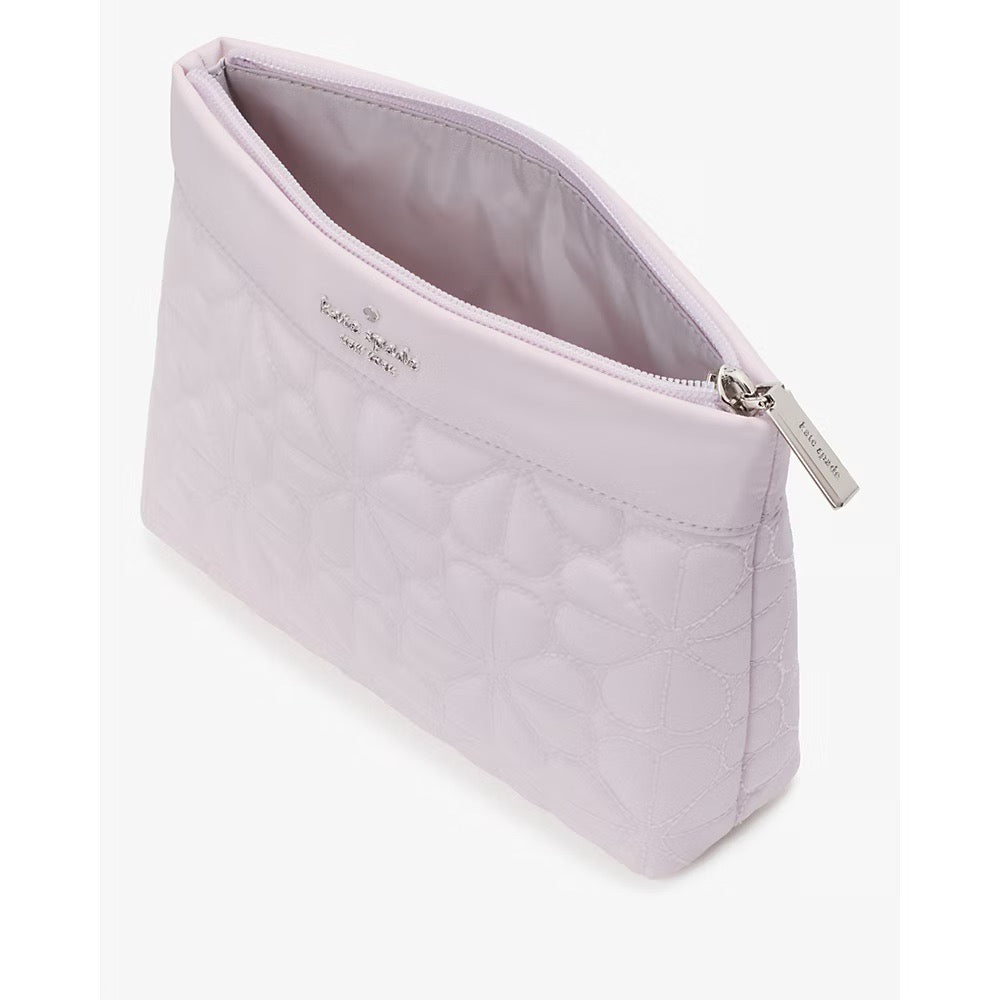 [READY STOCK MY] Kate Spade Flower Quilted Cosmetic Pouch in Pale Amethyst (KK254)