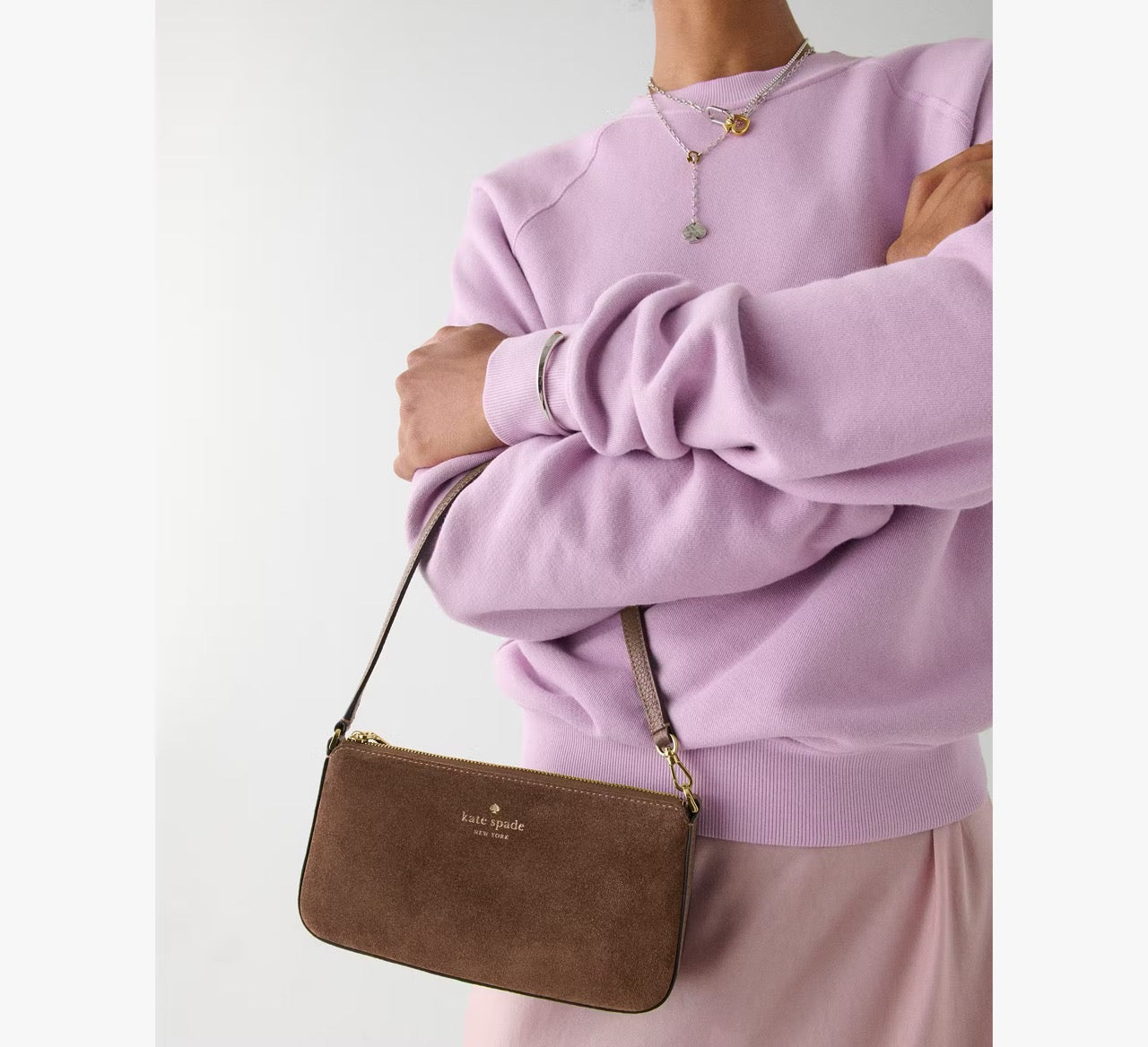 [INCOMING ETA 30 DAYS] Kate Spade Gemini Suede Convertible Wristlet in Hot Fudge (KM609)