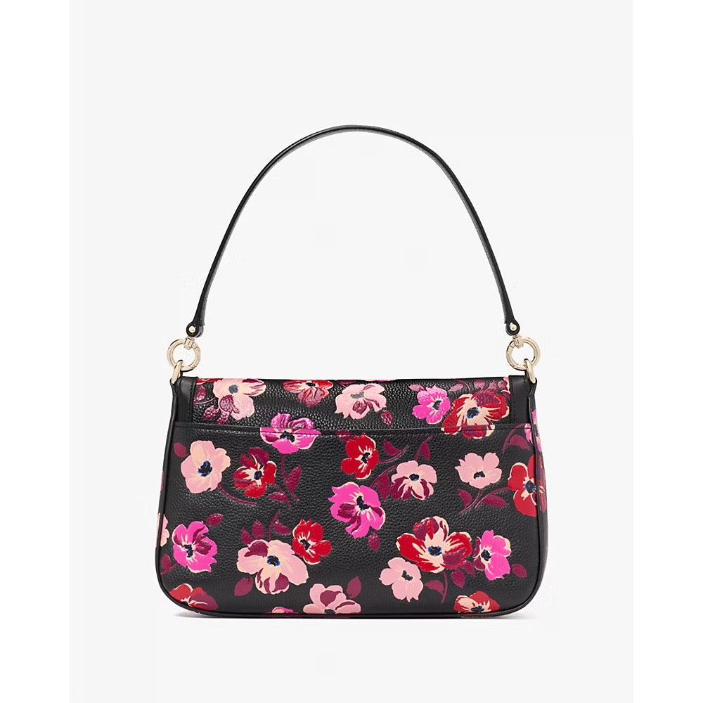 [READY STOCK MY] Kate Spade Hudson Fall Poppies Flap Shoulder Bag in Black Multi (KI634)