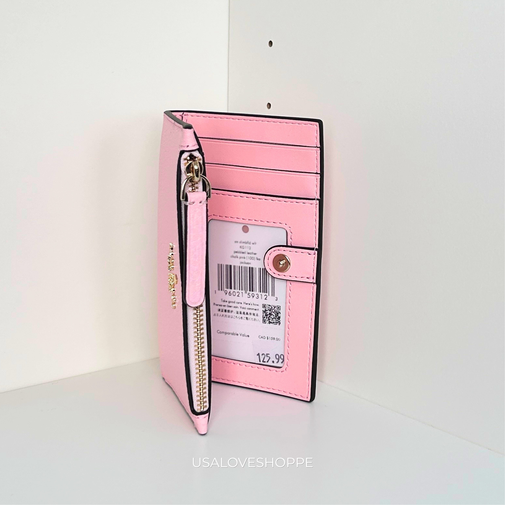 [WEB EXCLUSIVE][READY STOCK MY] Kate Spade Jackson Small Slim Bifold Card Holder in Chalk Pink (KG112)