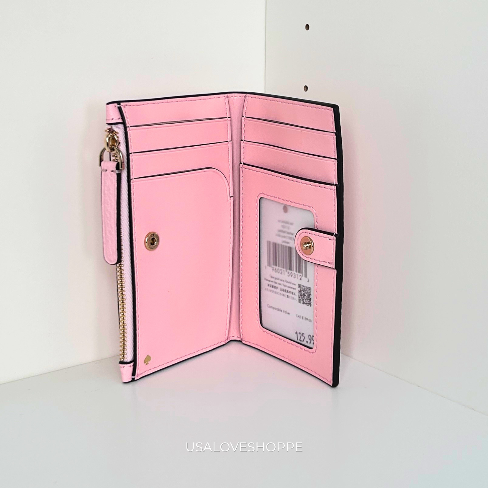 [WEB EXCLUSIVE][READY STOCK MY] Kate Spade Jackson Small Slim Bifold Card Holder in Chalk Pink (KG112)