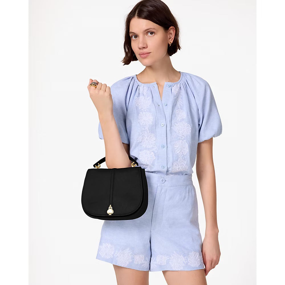 [INCOMING ETA 30 DAYS] Kate Spade Kayla Pebbled Leather Saddle Bag in Black (KL025)