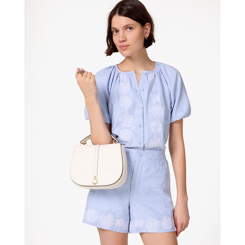[INCOMING ETA 30 DAYS] Kate Spade Kayla Pebbled Leather Saddle Bag in Meringue (KL025)