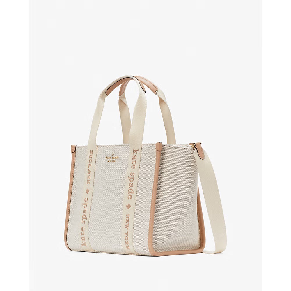 [READY STOCK MY] Kate Spade Kip Canvas Small Tote in Light Fawn Multi (KG767)