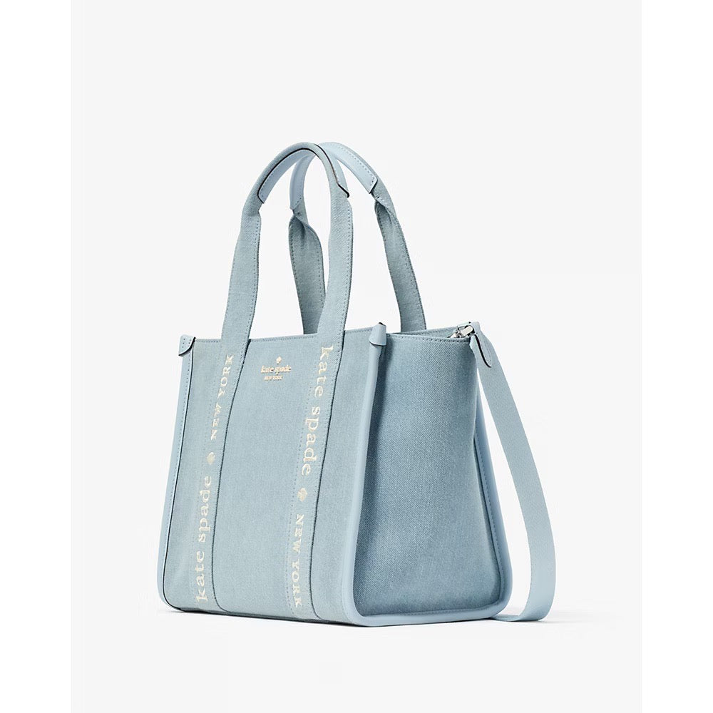 [READY STOCK MY] Kate Spade Kip Denim Small Tote in Blue Multicolor (KL065)