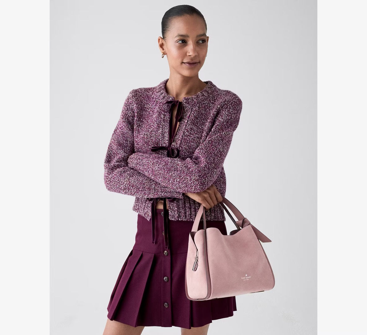 [WEB EXCLUSIVE][READY STOCK MY] Kate Spade Knott Suede Carryall Bag in Dusk Rose (KN308)