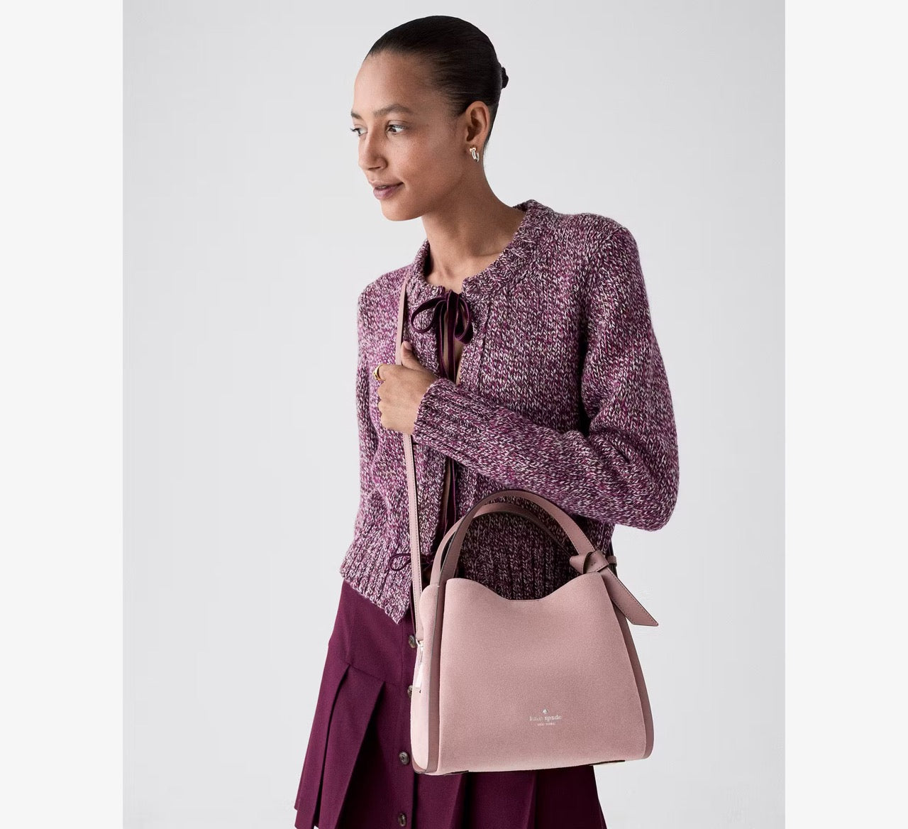 [WEB EXCLUSIVE][READY STOCK MY] Kate Spade Knott Suede Carryall Bag in Dusk Rose (KN308)