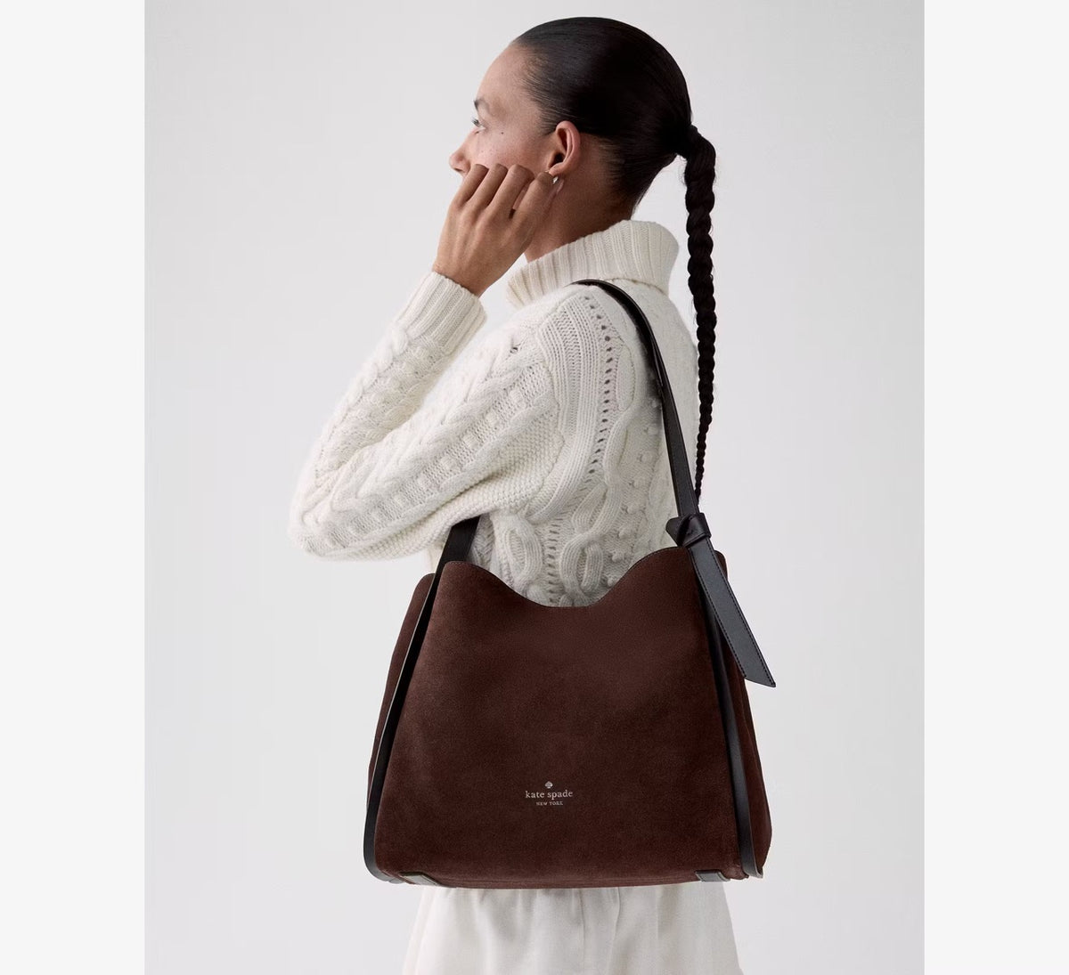 [WEB EXCLUSIVE][READY STOCK MY] Kate Spade Knott Suede Large Carryall in Hot Fudge (KN309)