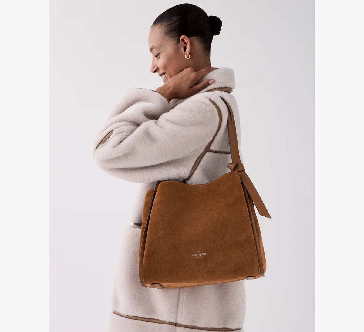 [WEB EXCLUSIVE][READY STOCK MY] Kate Spade Knott Suede Large Carryall in Warm Ginger (KN309)