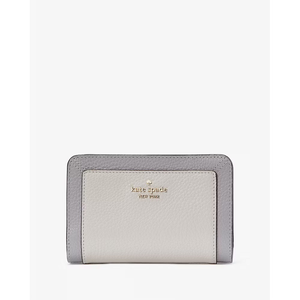 [READY STOCK MY] Kate Spade Lena Colorblock Medium Compact Bifold Wallet in Mountain Grey Multi (KI834)