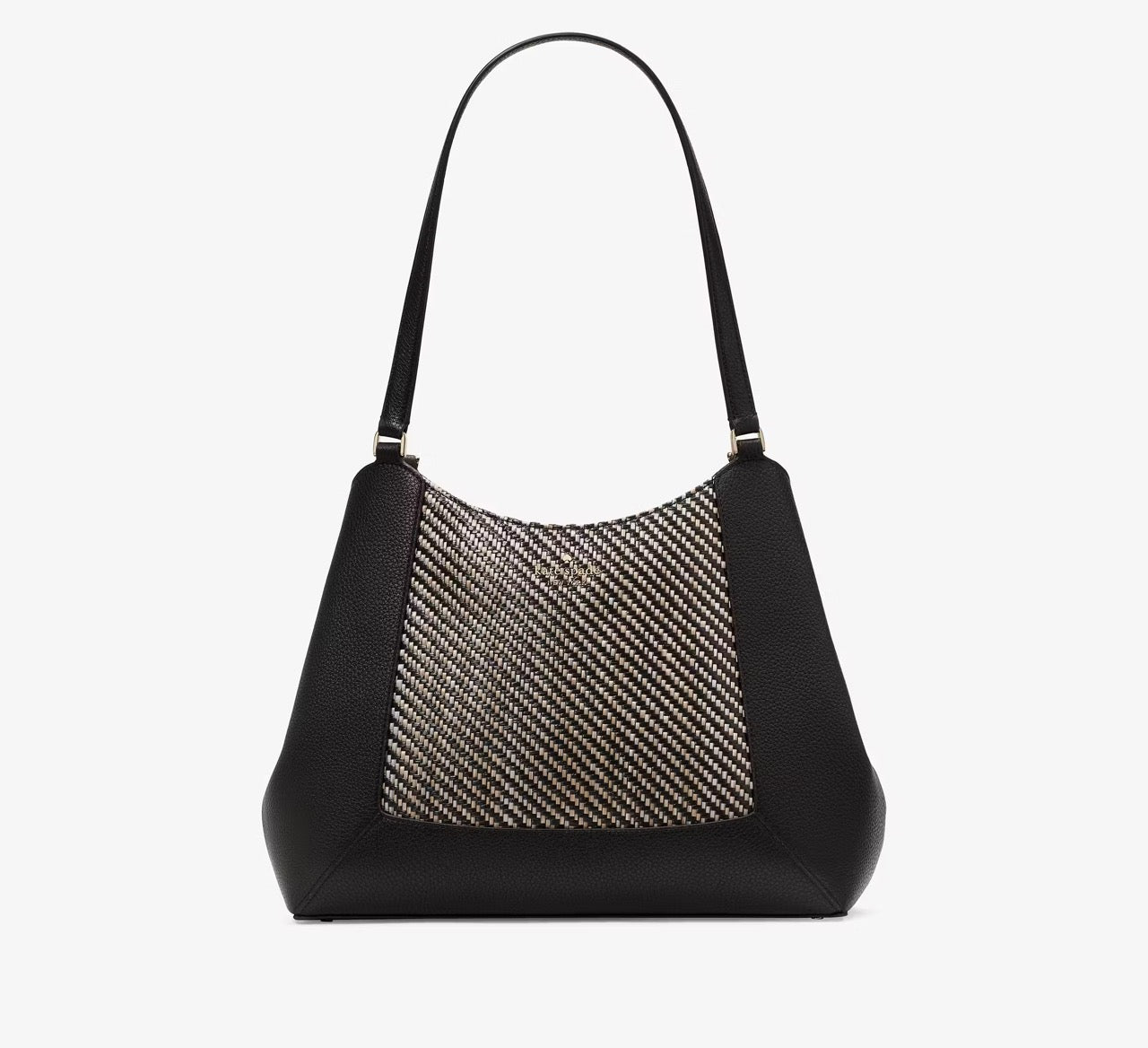 [WEB EXCLUSIVE][READY STOCK MY] Kate Spade Lena Straw Triple Compartment Shoulder Bag in Black Multi (KL033)