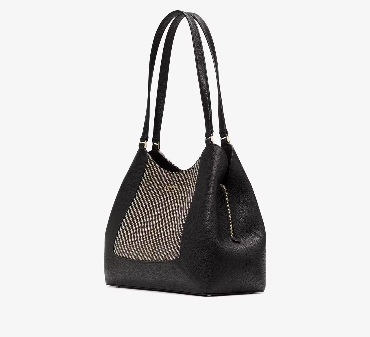 [WEB EXCLUSIVE][READY STOCK MY] Kate Spade Lena Straw Triple Compartment Shoulder Bag in Black Multi (KL033)