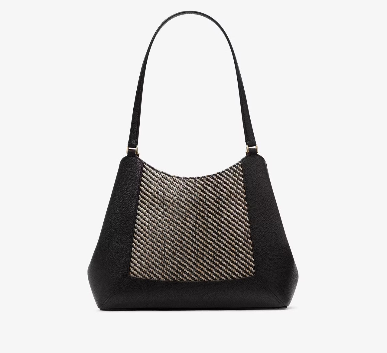 [WEB EXCLUSIVE][READY STOCK MY] Kate Spade Lena Straw Triple Compartment Shoulder Bag in Black Multi (KL033)