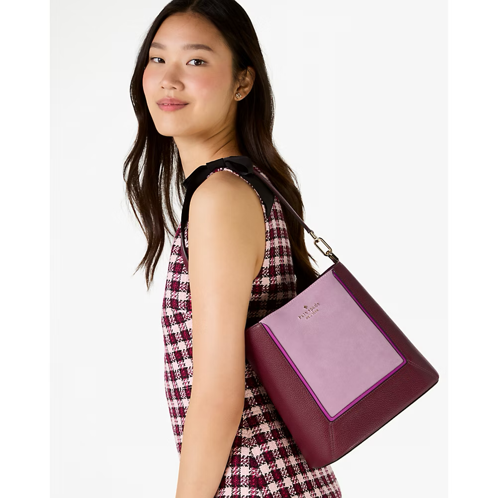 Kate Spade Bag Malaysia Kate Spade Lena Suede Colorblock Bucket Bag in Blackberry Preserves Multi KH467