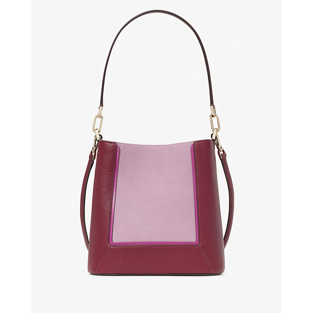 Kate Spade Lena Suede Colorblock Bucket Bag in Blackberry Preserves Multi (KH467)
