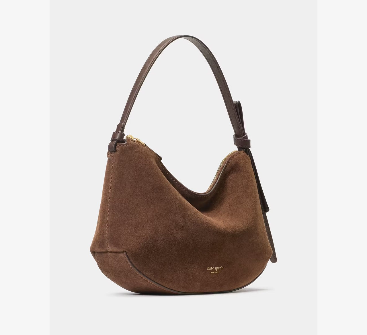 [READY STOCK MY] Kate Spade Loop Suede Shoulder Bag in Hot Fudge (KM484)