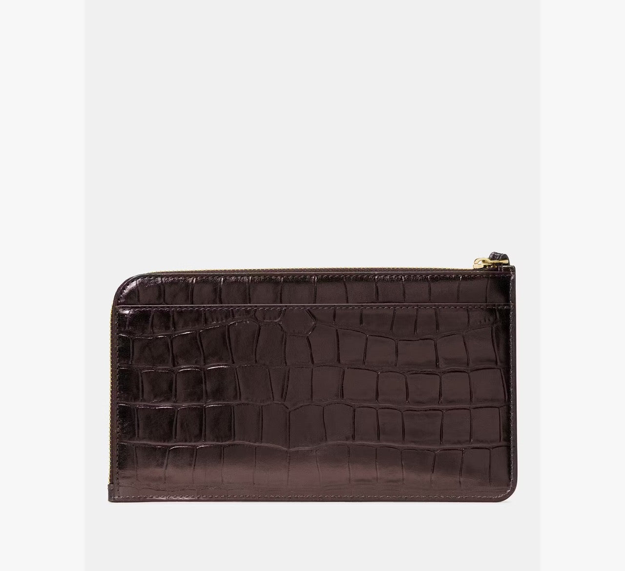 [INCOMING ETA 30 DAYS] Kate Spade Lucy Croc Embossed Medium L-Zip Wristlet in Hot Fudge (KM601)