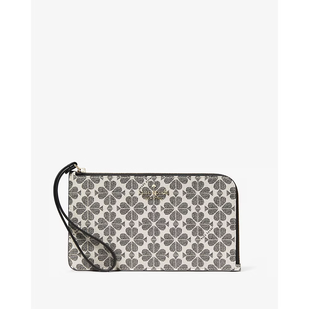 [INCOMING ETA 30 DAYS] Kate Spade Lucy Spade Flower Medium L-zip Wristlet in Black Multi (KG487)