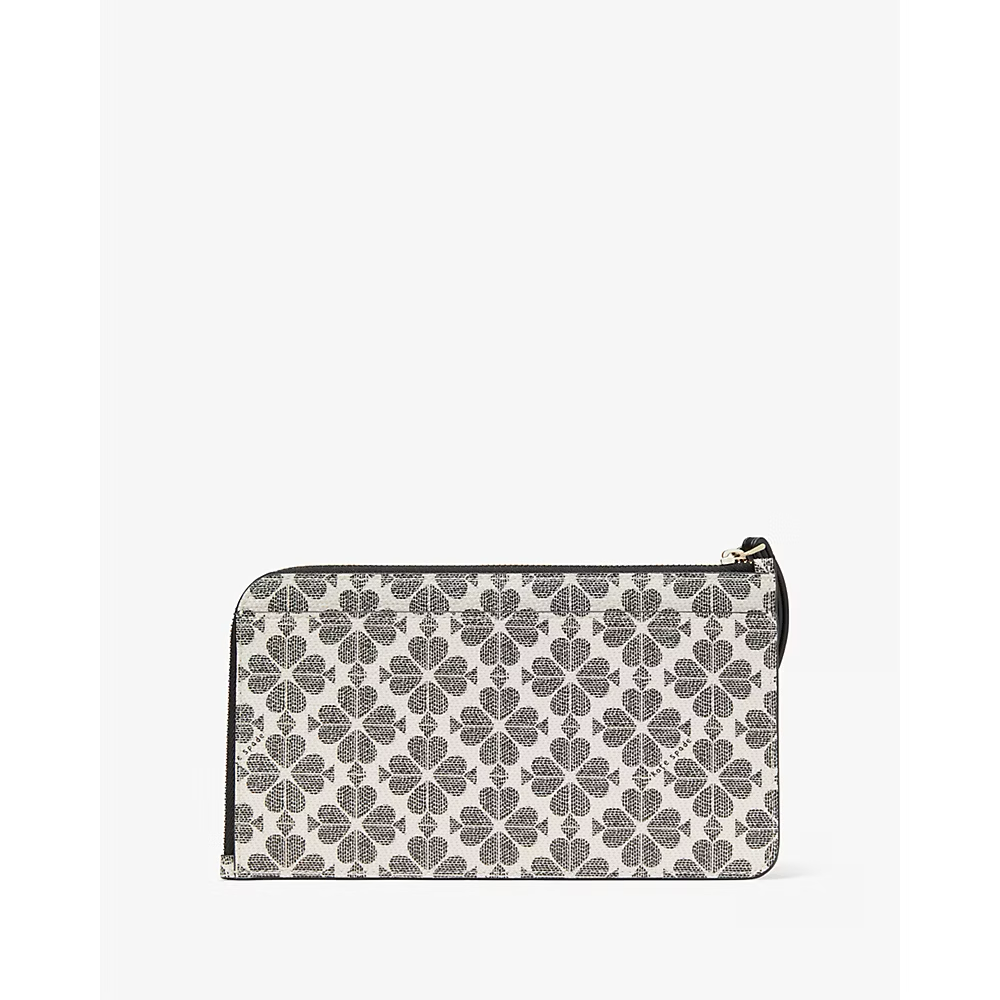 [INCOMING ETA 30 DAYS] Kate Spade Lucy Spade Flower Medium L-zip Wristlet in Black Multi (KG487)