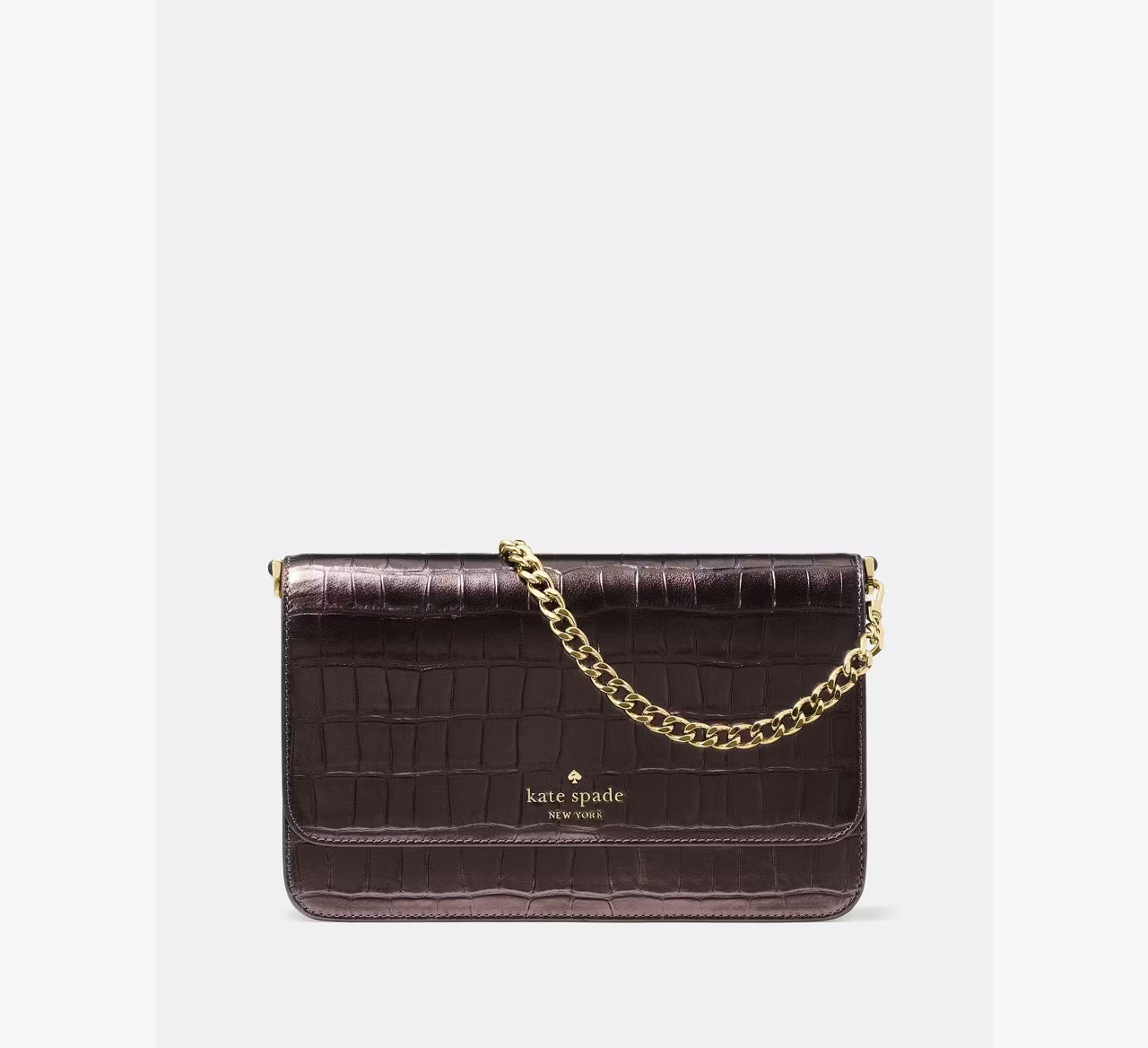 [INCOMING ETA 30 DAYS] Kate Spade Madison Croc Embossed Willow Medium Convertible Crossbody in Hot Fudge (KN236)