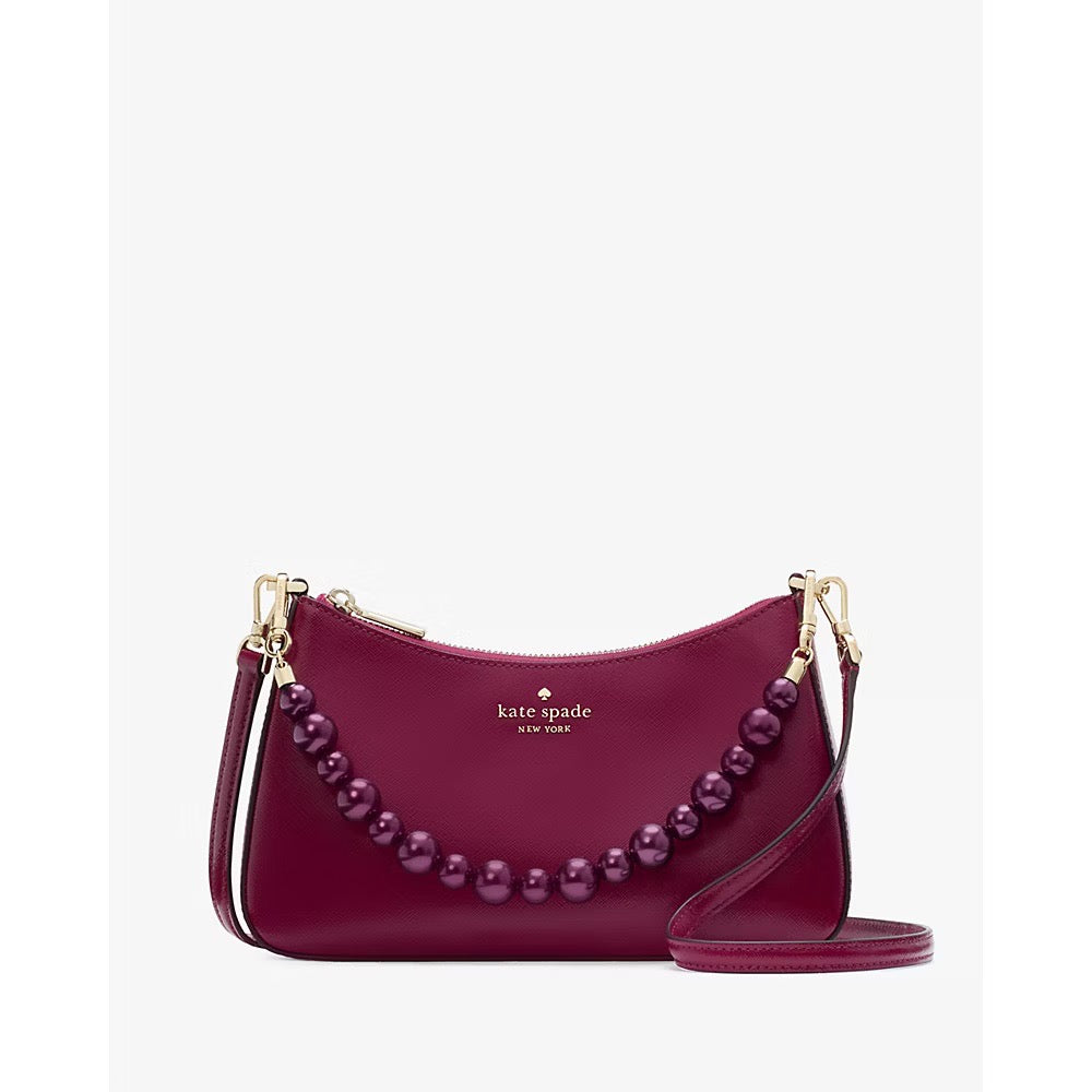 [INCOMING ETA 30 DAYS] Kate Spade Madison Faux Pearl Medium Convertible Crossbody in Dark Raspberry (KI932)